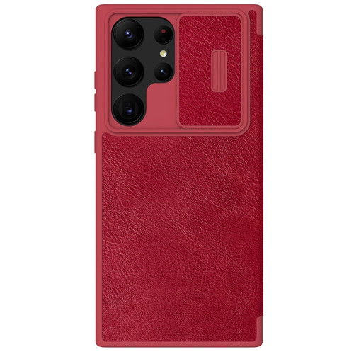Samsung Galaxy S23 Ultra 5G NILLKIN QIN Series Pro Sliding Camera Cover Design Leather Phone Case - Red