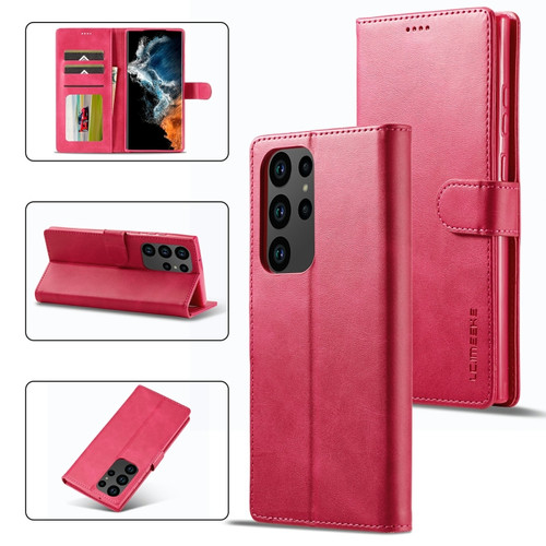 Samsung Galaxy S23 Ultra 5G LC.IMEEKE Calf Texture Horizontal Flip Leather Phone Case - Red