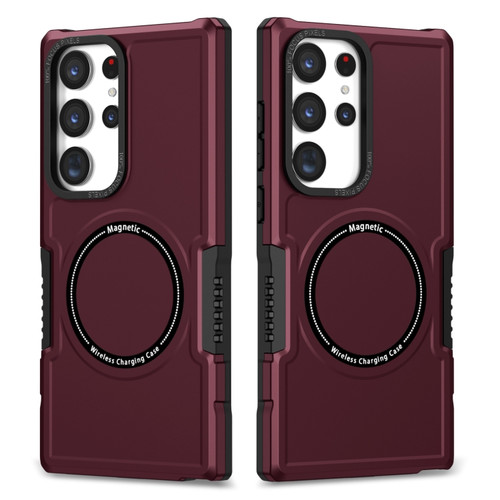 Samsung Galaxy S23 Ultra 5G MagSafe Shockproof Armor Phone Case - Wine Red