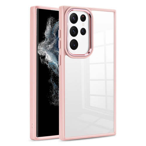 Samsung Galaxy S23 Ultra 5G Clear Acrylic Soft TPU Phone Case - Pink