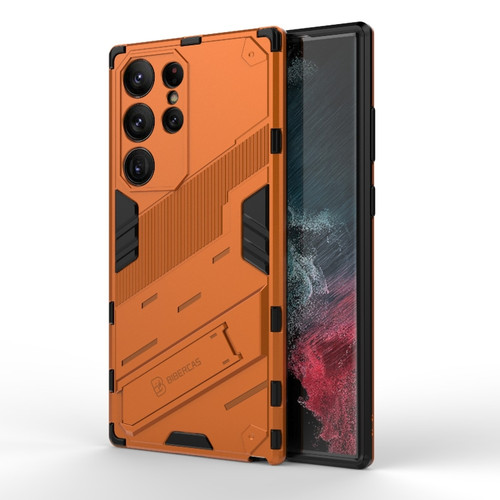 Samsung Galaxy S23 Ultra 5G Punk Armor 2 in 1 PC + TPU Shockproof Phone Case with Invisible Holder - Orange