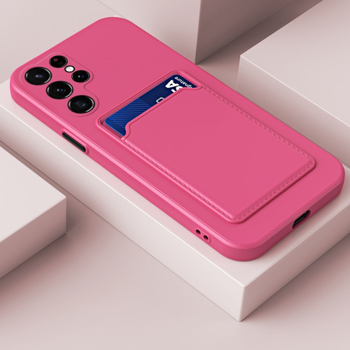 Samsung Galaxy S23 Ultra 5G Skin Feel Card TPU Contrast Color Button Phone Case - Magenta