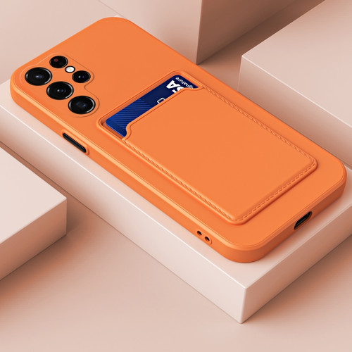 Samsung Galaxy S23 Ultra 5G Skin Feel Card TPU Contrast Color Button Phone Case - Orange