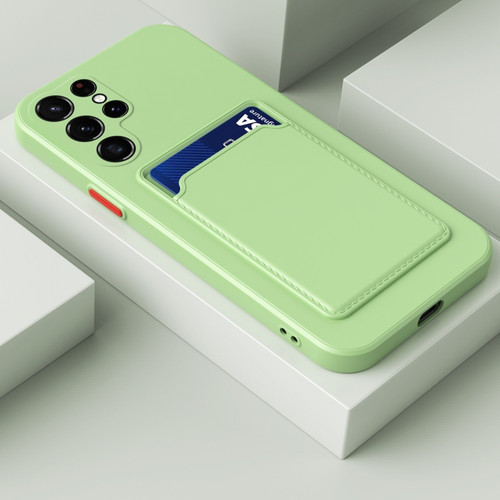 Samsung Galaxy S23 Ultra 5G Skin Feel Card TPU Contrast Color Button Phone Case - Matcha Green