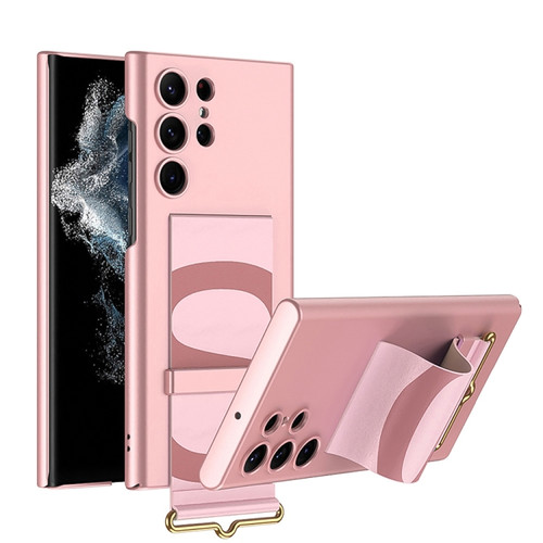 Samsung Galaxy S23 Ultra 5G GKK Ultra-thin Wristband Holder Phone Case - Pink