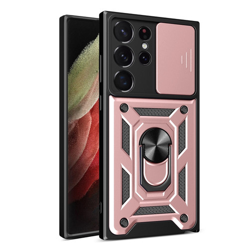 Samsung Galaxy S23 Ultra 5G Sliding Camera Cover Design TPU+PC Phone Case - Rose Gold