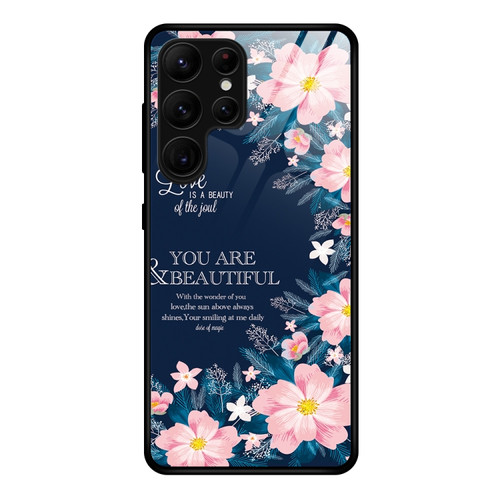 Samsung Galaxy S23 Ultra 5G Colorful Painted Glass Phone Case - Flower