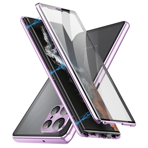 Samsung Galaxy S23 Ultra 5G HD Full Cover Magnetic Metal Tempered Glass Phone Case - Purple