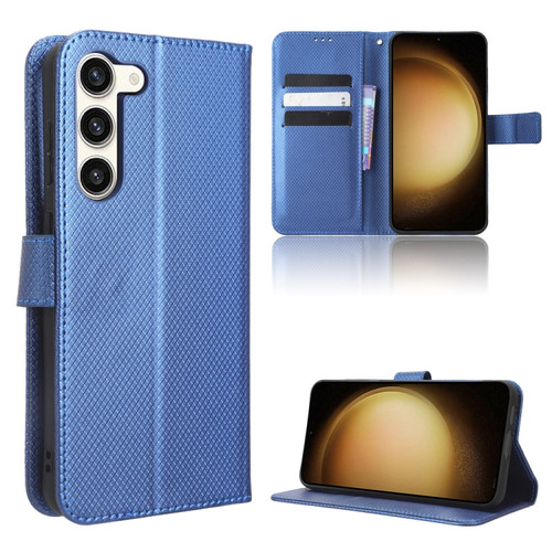 Samsung Galaxy S23 5G Diamond Texture Leather Phone Case - Blue