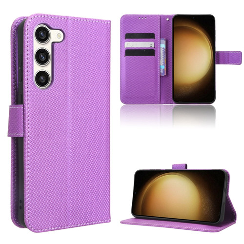 Samsung Galaxy S23 5G Diamond Texture Leather Phone Case - Purple