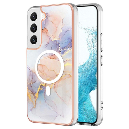Samsung Galaxy S23 5G Marble Pattern Dual-side IMD Magsafe TPU Phone Case - White Marble
