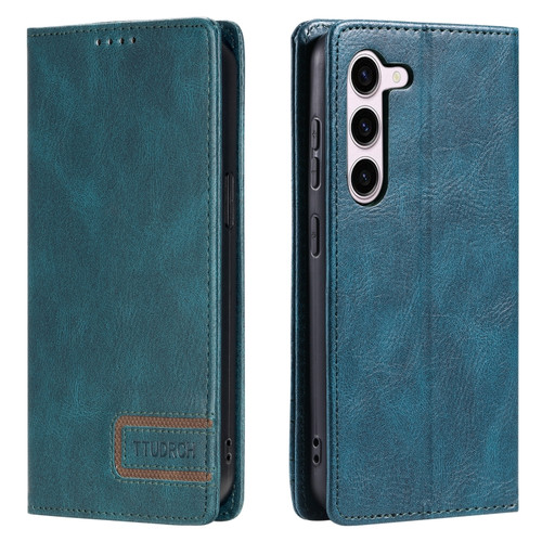 Samsung Galaxy S23 5G TTUDRCH RFID Retro Texture Magnetic Leather Phone Case - Greem