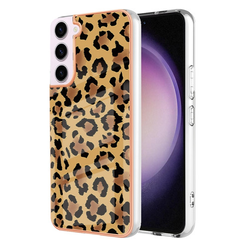 Samsung Galaxy S23 5G Electroplating Marble Dual-side IMD Phone Case - Leopard Print