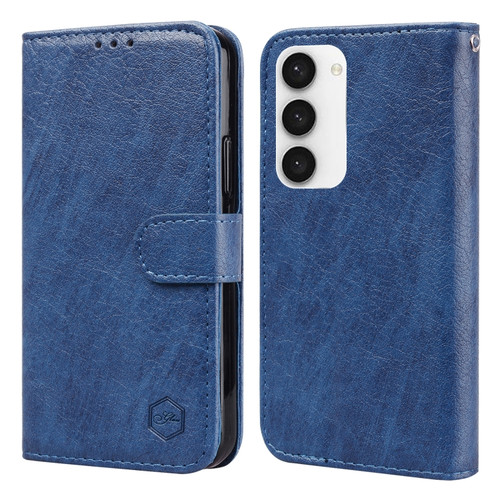 Samsung Galaxy S23 5G Skin Feeling Oil Leather Texture PU + TPU Phone Case - Dark Blue