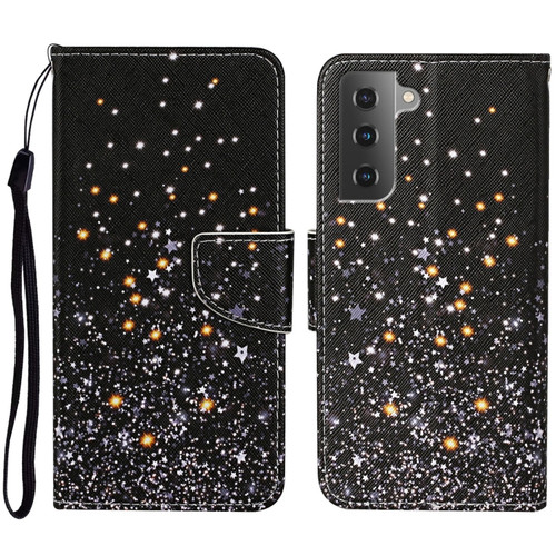 Samsung Galaxy S23 5G Colored Drawing Pattern Leather Phone Case - Black Pentagram