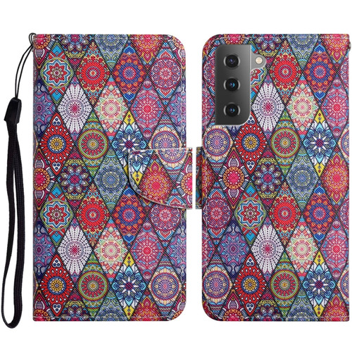 Samsung Galaxy S23 5G Colored Drawing Pattern Leather Phone Case - Diamond Kaleidoscope