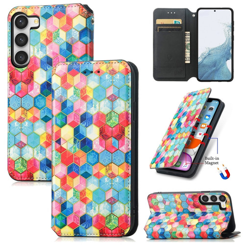 Samsung Galaxy S23 5G CaseNeo Colorful Magnetic Leather Phone Case - Magic Space