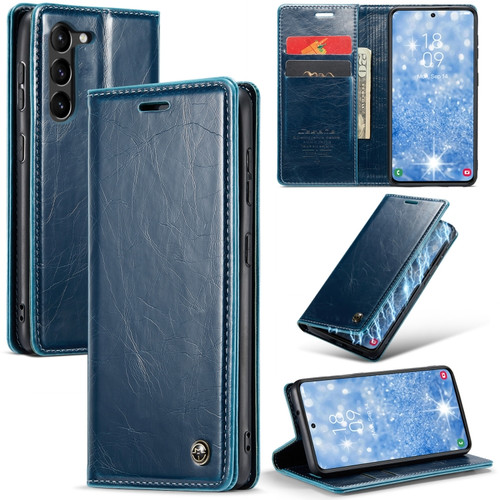 Samsung Galaxy S23 5G CaseMe 003 Crazy Horse Texture Leather Phone Case - Blue