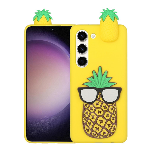 Samsung Galaxy S23 5G 3D Lying Cartoon TPU Shockproof Phone Case - Pineapple