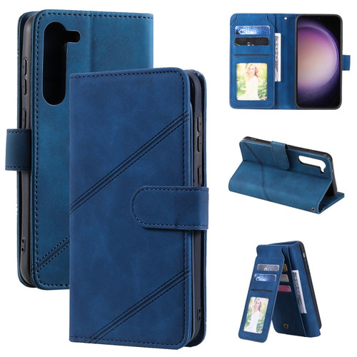 Samsung Galaxy S23 5G Skin Feel Multi-card Wallet Leather Phone Case - Blue