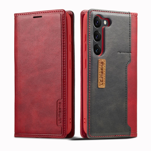 Samsung Galaxy S23 5G LC.IMEEKE LC-001 Color Matching Frosted Leather Phone Case - Red