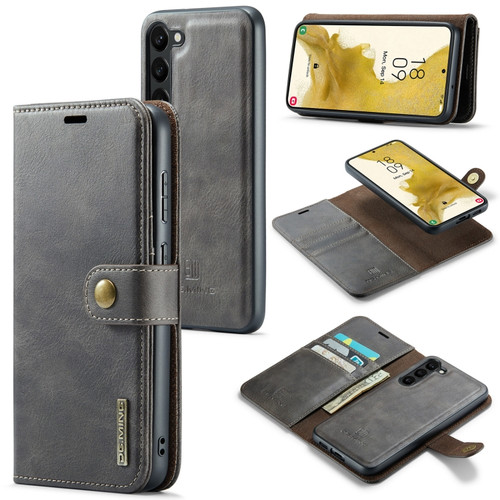 Samsung Galaxy S23 5G DG.MING Crazy Horse Texture Detachable Magnetic Leather Case - Grey