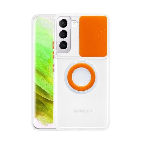 Samsung Galaxy S23 5G Sliding Camshield TPU Phone Case with Ring Holder - Orange