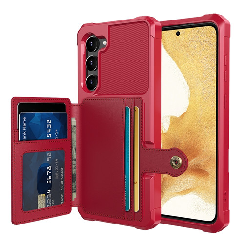 Samsung Galaxy S23 5G Magnetic Wallet Card Bag Leather Phone Case - Red