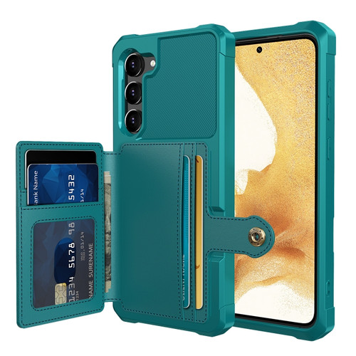Samsung Galaxy S23 5G Magnetic Wallet Card Bag Leather Phone Case - Cyan