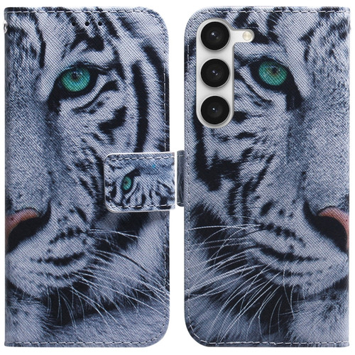 Samsung Galaxy S23 5G Coloured Drawing Flip Leather Phone Case - Tiger