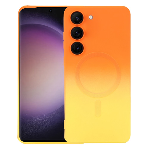 Samsung Galaxy S23 5G Liquid TPU Silicone Gradient MagSafe Phone Case - Orange Yellow