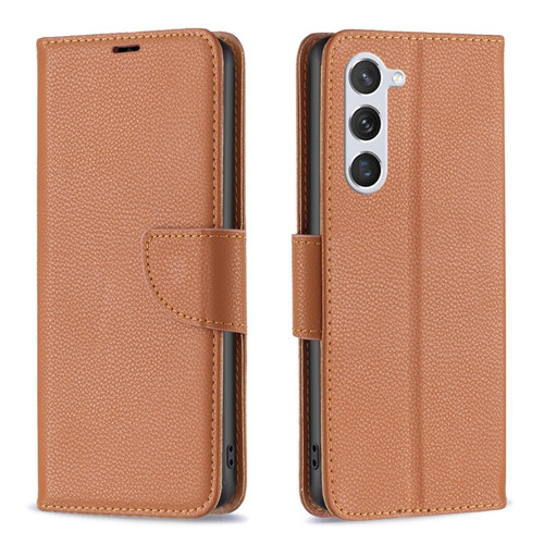 Samsung Galaxy S23 5G Litchi Texture Pure Color Leather Phone Case - Brown