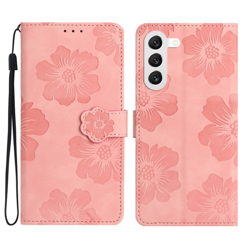 Samsung Galaxy S23 5G Flower Embossing Pattern Leather Phone Case - Pink