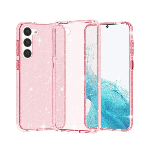 Samsung Galaxy S23 5G Shockproof Terminator Style Glitter Powder Phone Case - Shiny Pink