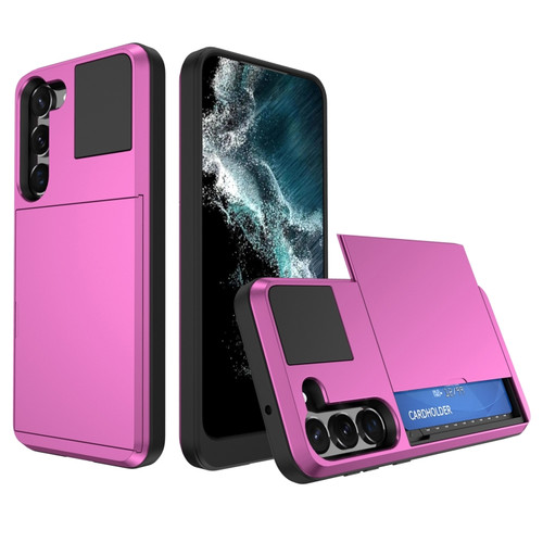 Samsung Galaxy S23 5G Multifunction Armor Slide Card Slot Phone Case - Pink