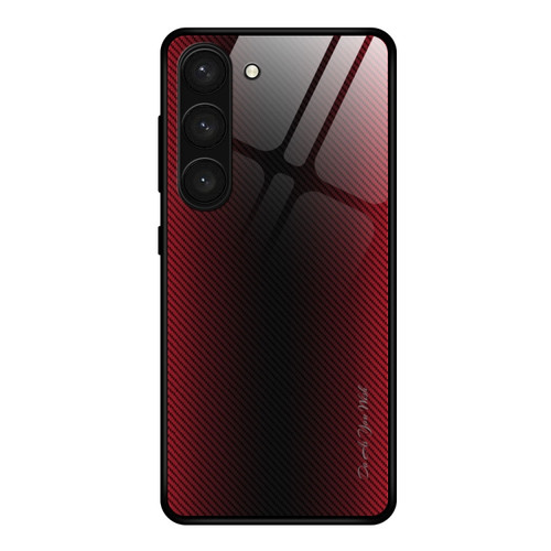 Samsung Galaxy S23 5G Texture Gradient Glass TPU Phone Case - Red