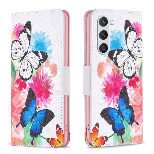 Samsung Galaxy S23 5G Drawing Pattern Leather Phone Case - Butterflies