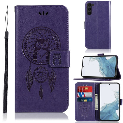 Samsung Galaxy S23 5G Global Wind Chime Owl Embossing Pattern Leather Phone Case - Purple