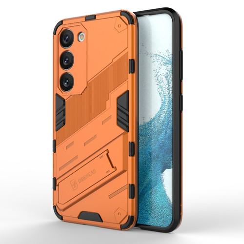 Samsung Galaxy S23 5G Punk Armor 2 in 1 PC + TPU Shockproof Phone Case with Invisible Holder - Orange