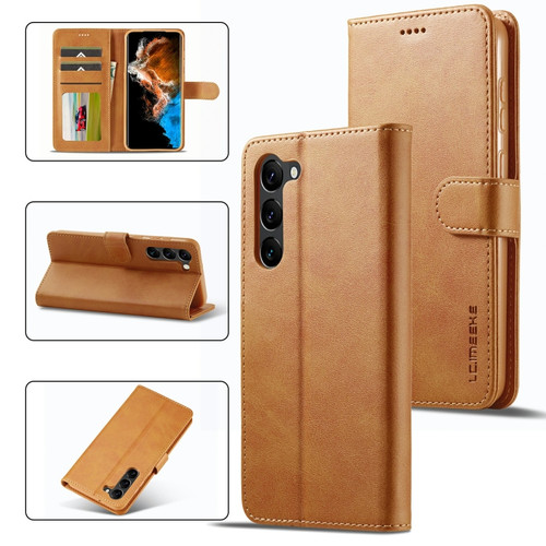 Samsung Galaxy S23 5G LC.IMEEKE Calf Texture Horizontal Flip Leather Phone Case - Brown