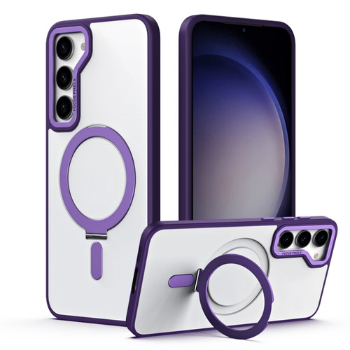 Samsung Galaxy S23 5G Skin Feel MagSafe Shockproof Phone Case with Holder - Purple