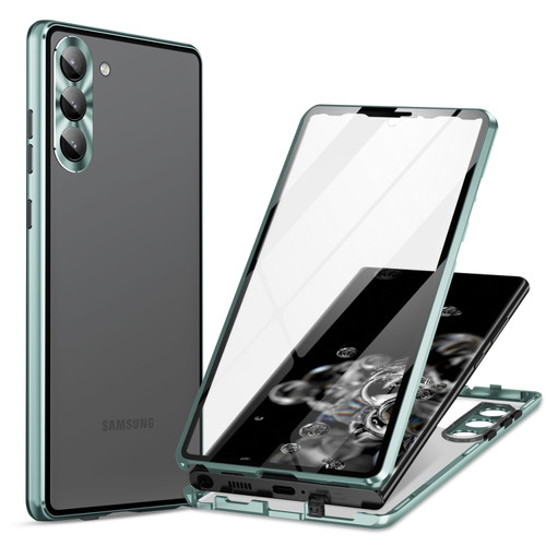 Samsung Galaxy S23 5G HD Full Cover Magnetic Metal Tempered Glass Phone Case - Green