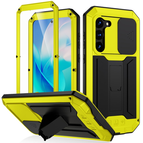 Samsung Galaxy S23 5G R-JUST Sliding Camera Design Life Waterproof Dustproof Shockproof Phone Case - Yellow