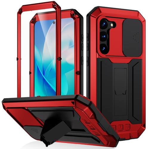 Samsung Galaxy S23 5G R-JUST Sliding Camera Design Life Waterproof Dustproof Shockproof Phone Case - Red