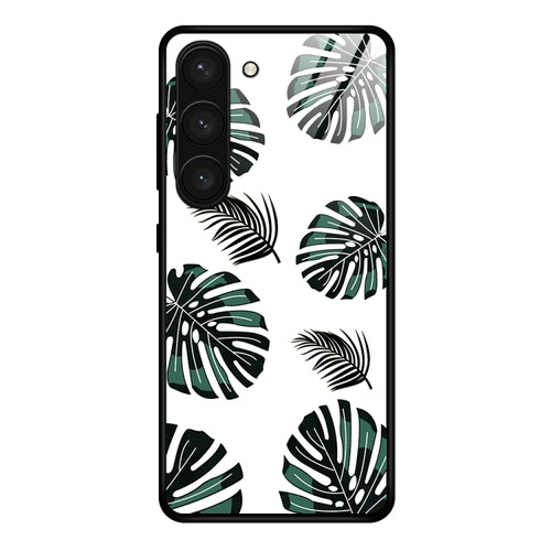 Samsung Galaxy S23 5G Colorful Painted Glass Phone Case - Banana Leaf