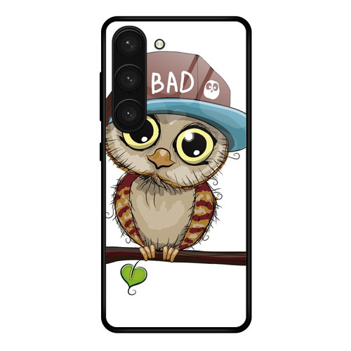 Samsung Galaxy S23 5G Colorful Painted Glass Phone Case - Owl