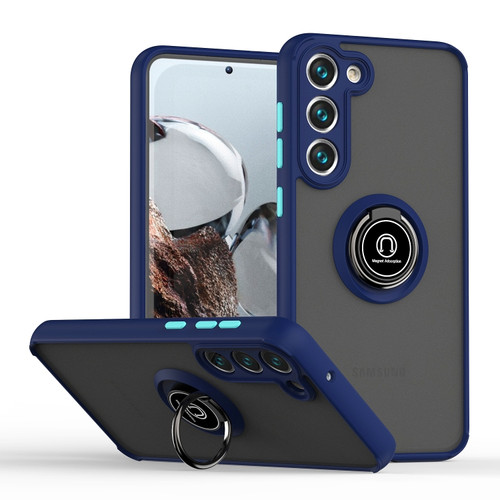 Samsung Galaxy S23 5G Q Shadow I Ring Kickstand PC and TPU Hybrid Phone Case - Royal Blue