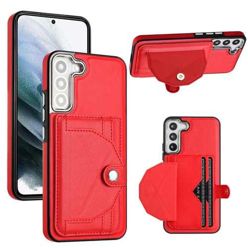 Samsung Galaxy S23 Shockproof Leather Phone Case with Card Holder - Red