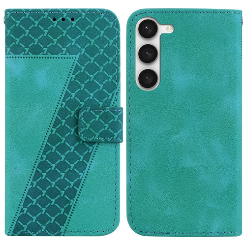 Samsung Galaxy S23 5G 7-shaped Embossed Leather Phone Case - Green