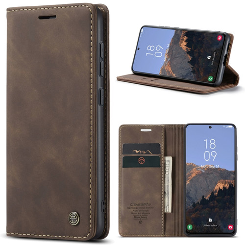 Samsung Galaxy S23 5G CaseMe 013 Multifunctional Horizontal Flip Leather Phone Case - Coffee